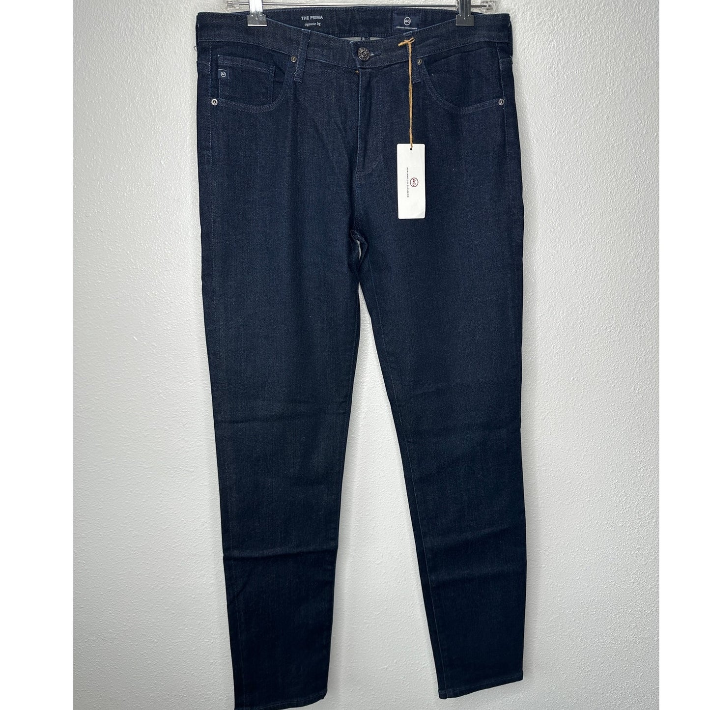 NWT AG Adriano Dark Wash Prima Cigarette Leg 5 Pocket Denim Jean 30R