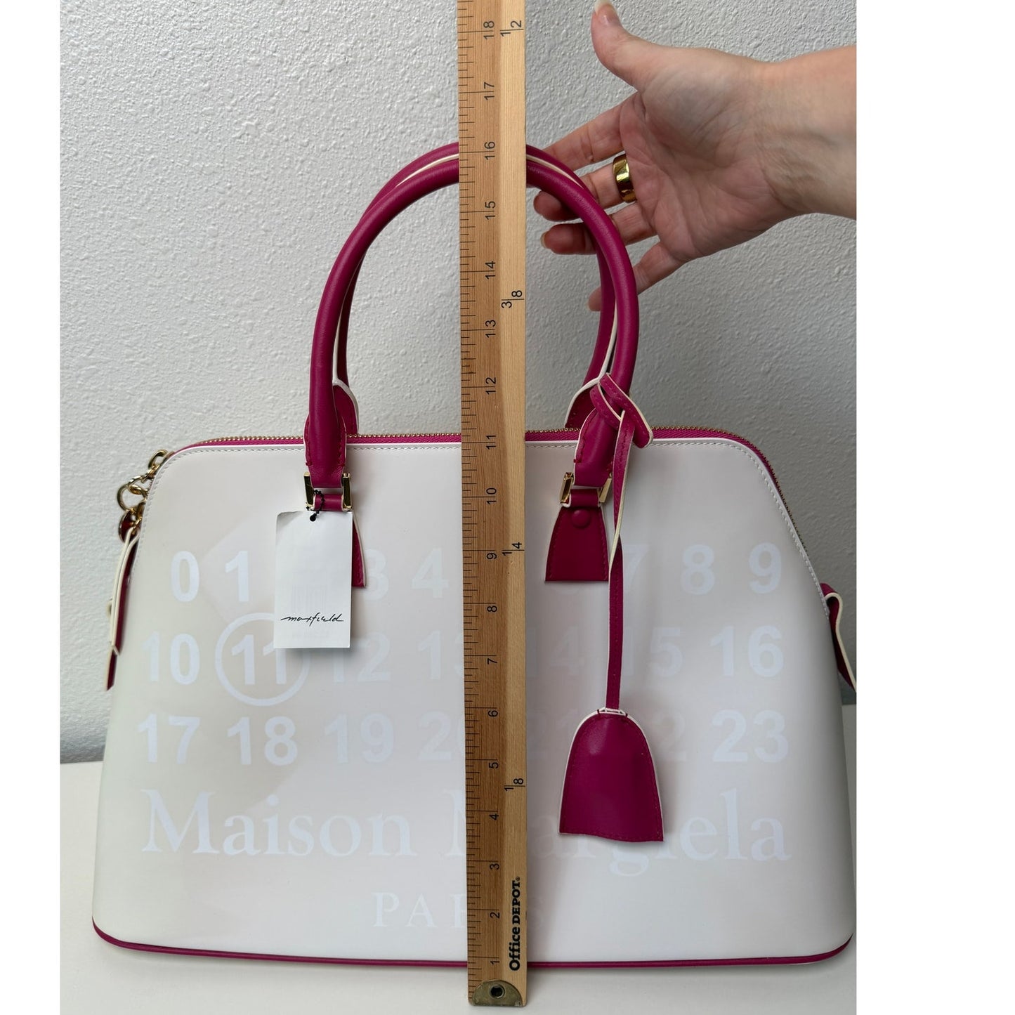 NWT Maison Margiela 5AC Large Bi-Color White Pink UVA Leather Bag