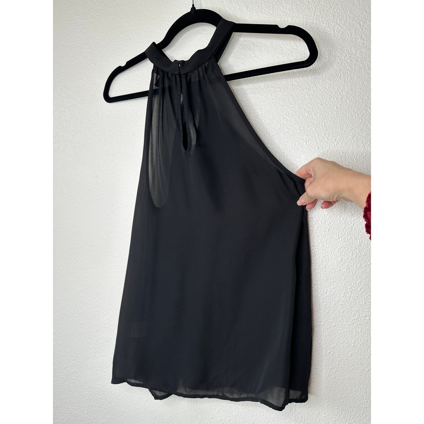 Joie Black Sheer Twist Open Racerback Keyhole High Neck Tank Top S