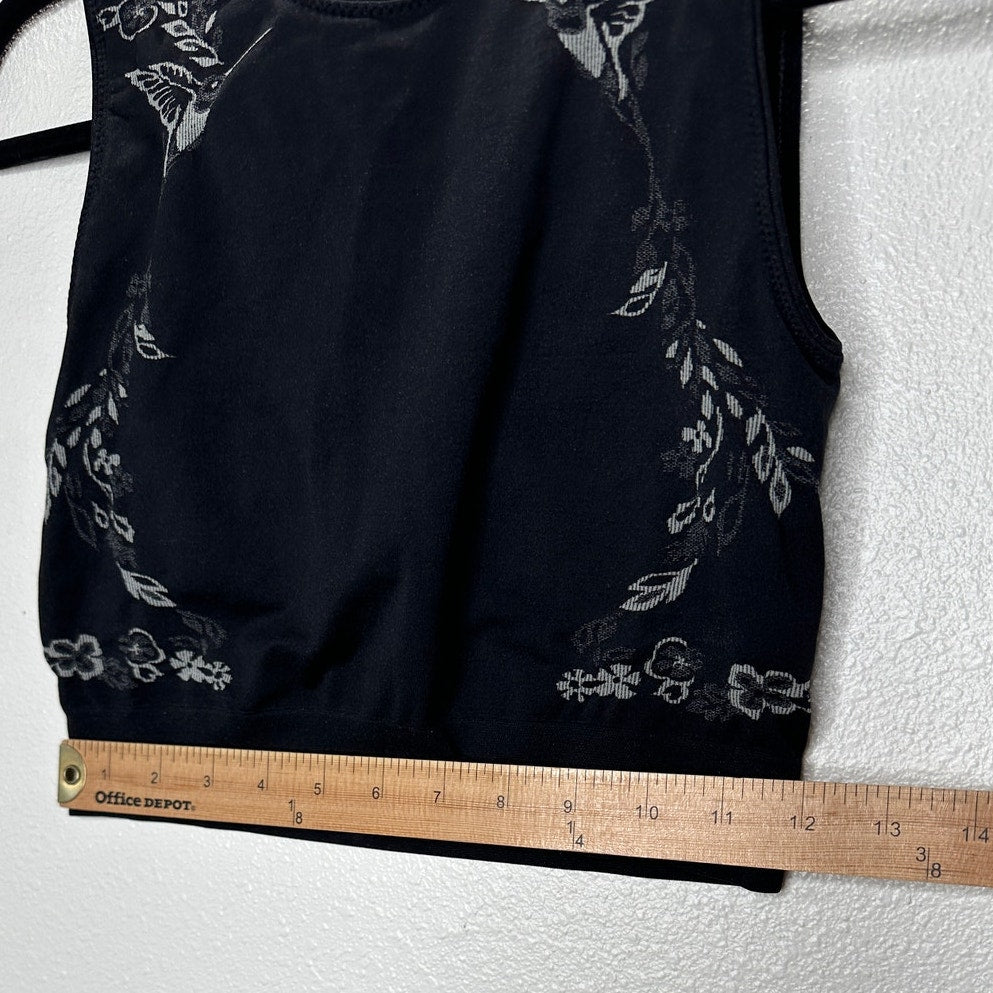 Lucas Hugh Black Technical Knit Hummingbird Crop Top & Leggings Set M