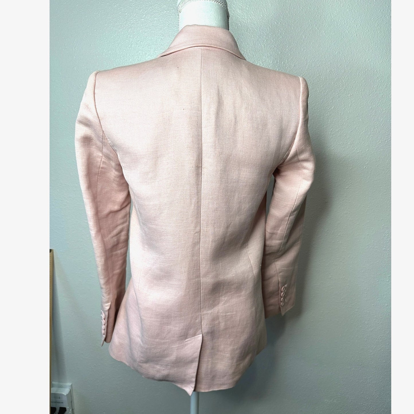 Rebecca Minkoff Pink Linen Blend Blazer Jacket Size 0 Double Button Chic
