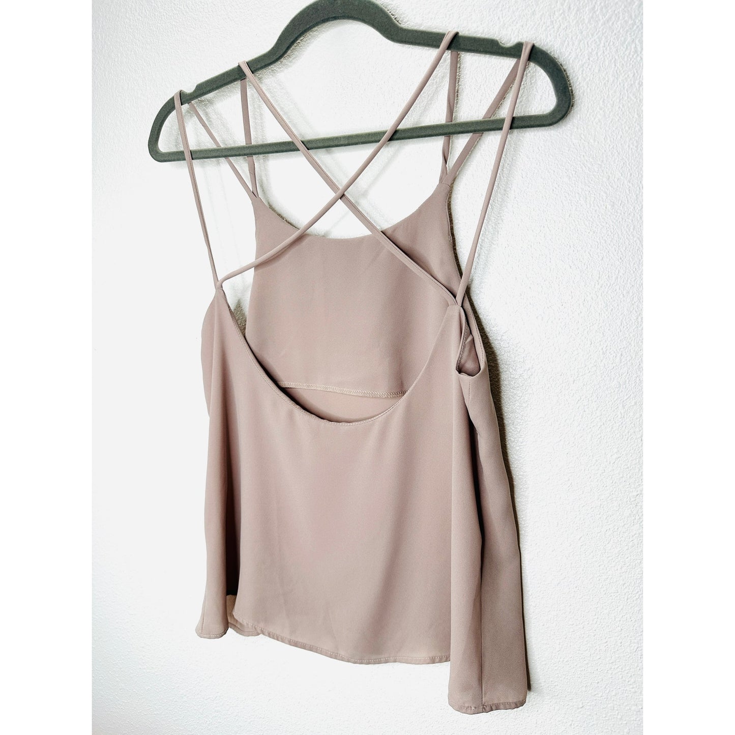 Lisakai Taupe Strappy Flowy Low Back Tank Top Blouse S
