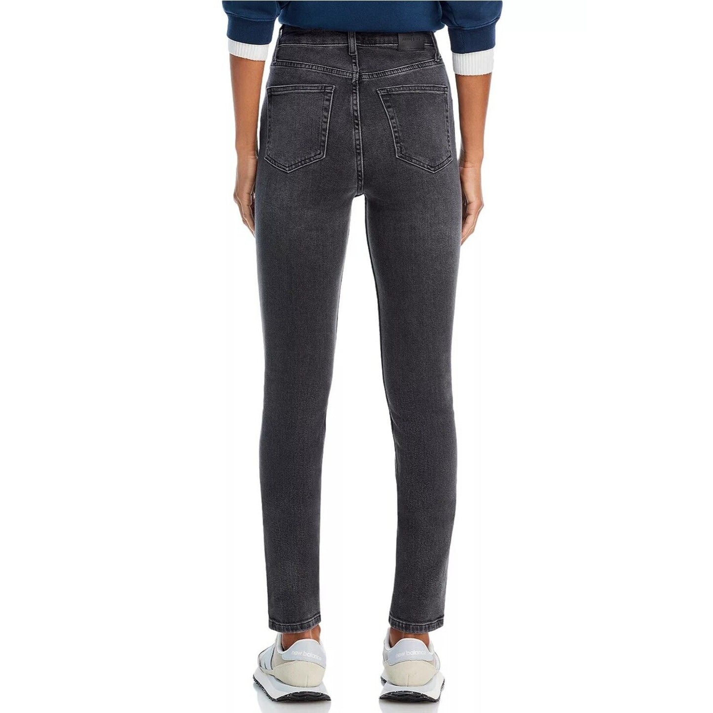 Anine Bing Dark Gray High Waist Slim Skinny Denim Jean Zip Fly Button Close 26
