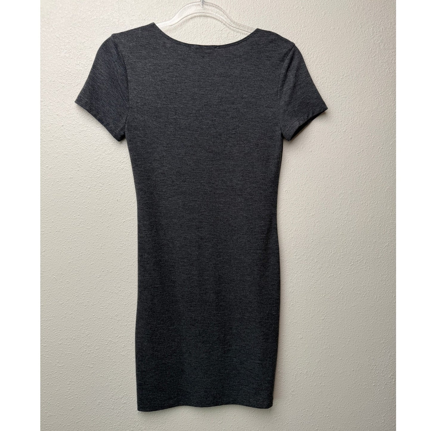 Forever 21 Dark Heather Gray V-Neck Bodycon T-Shirt Dress Medium