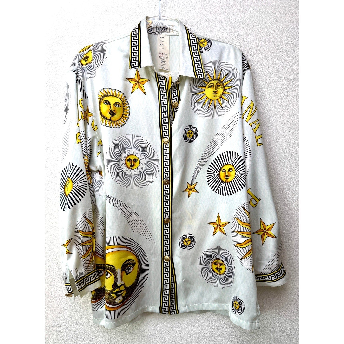 Gianni Versace Men's L White Celestial Silk Shirt