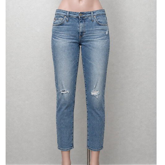 AG Prima Crop Cigarette Jeans Medium Wash Whiskered Size 32R
