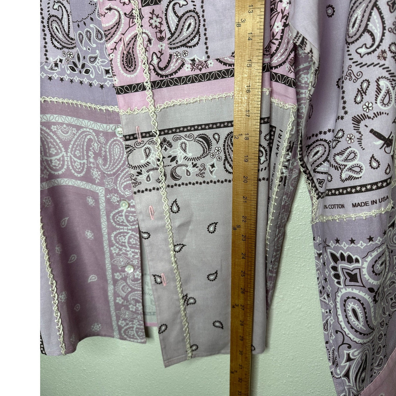 NWT Amiri Lavender Bandana Flannel Button Shirt XL