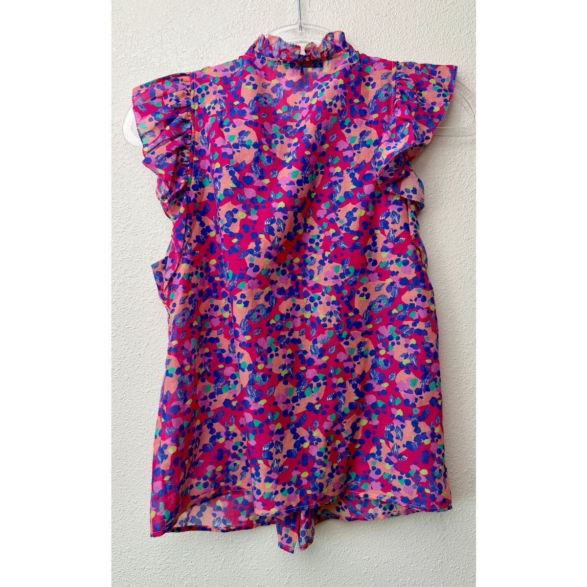 Caballero Evelyn Multi Dot Ruffle Top Women XS Pink