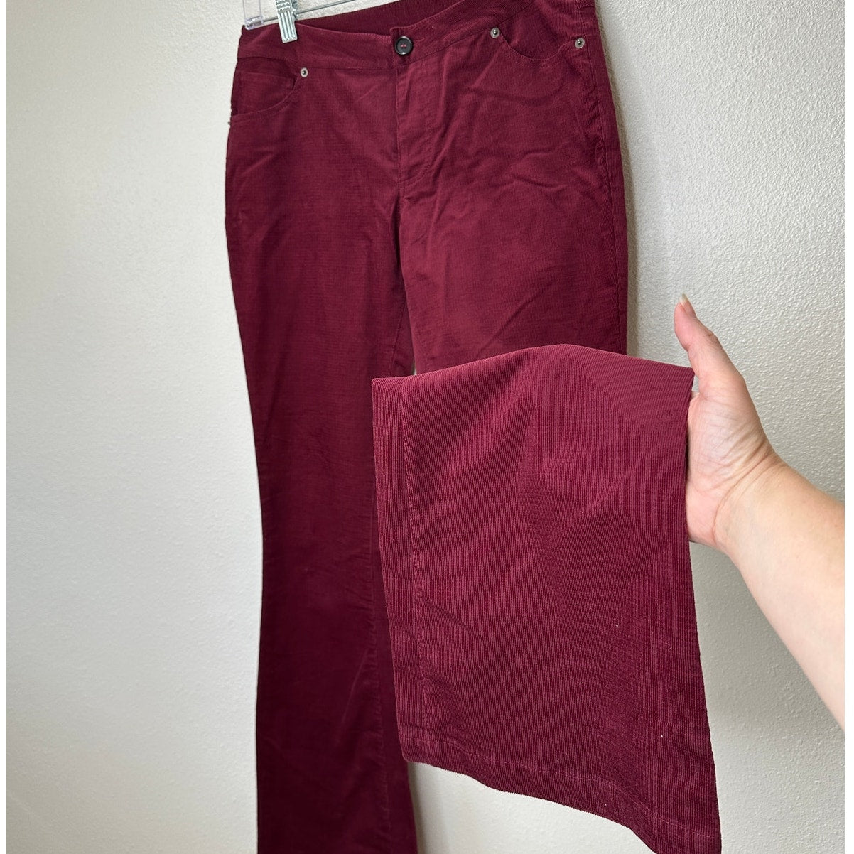 Jack Burgundy Red Corduroy Flare Low Rise Pants S