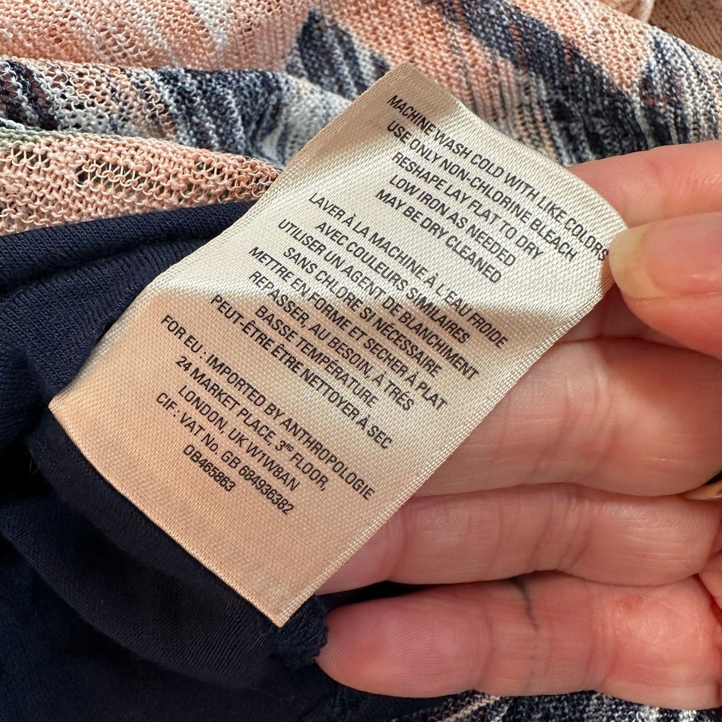 Anthropologie Maeve Plata Aztec Stripes Knit Midi Blue White & Peach XS