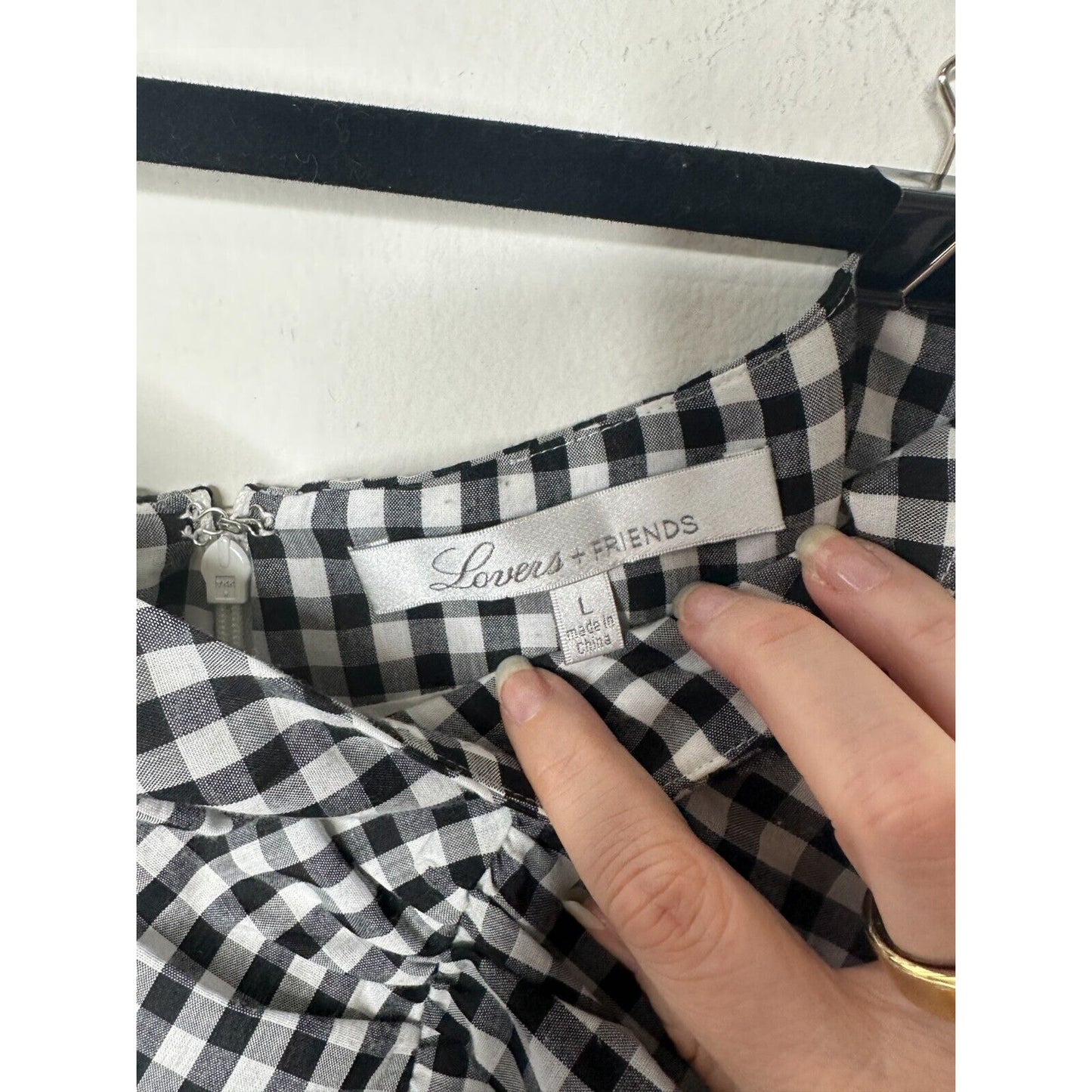 LOVERS + Friends Sassy Lisa Gingham Black White Check Ruffle Mini Skirt Large