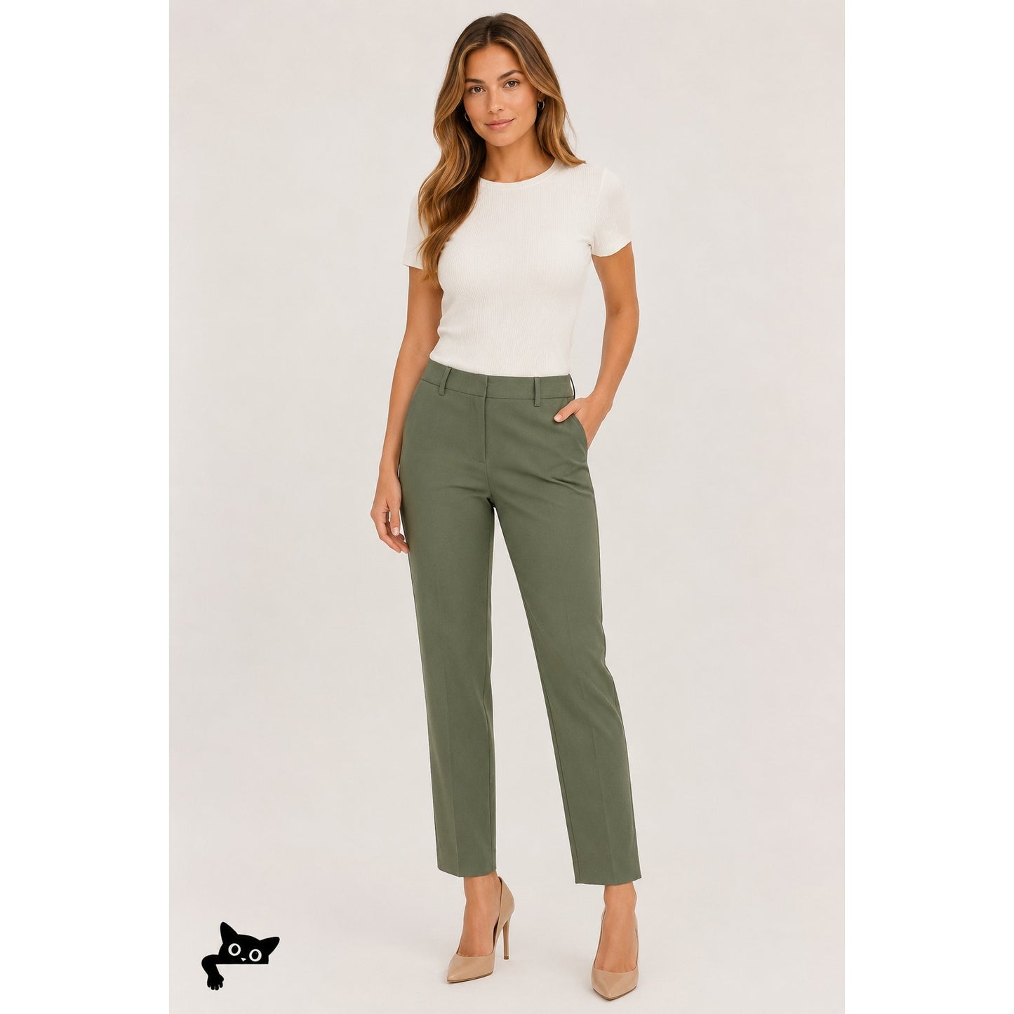 Nanette Lepore Olive Green Dress Pants Slash Pocket Trouser 10