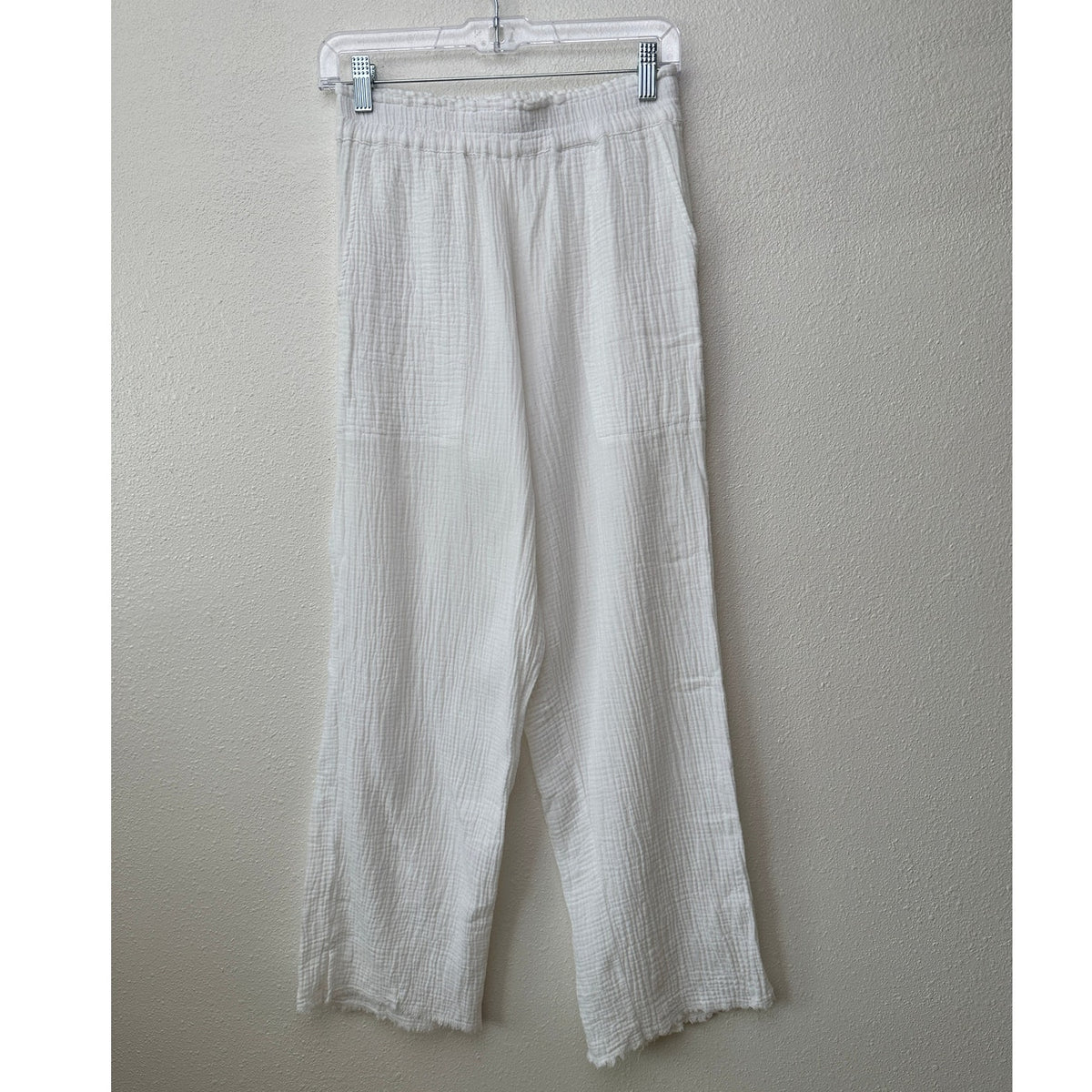 Rails Leon White Gauze Wide Leg Pants Elastic Waist US S