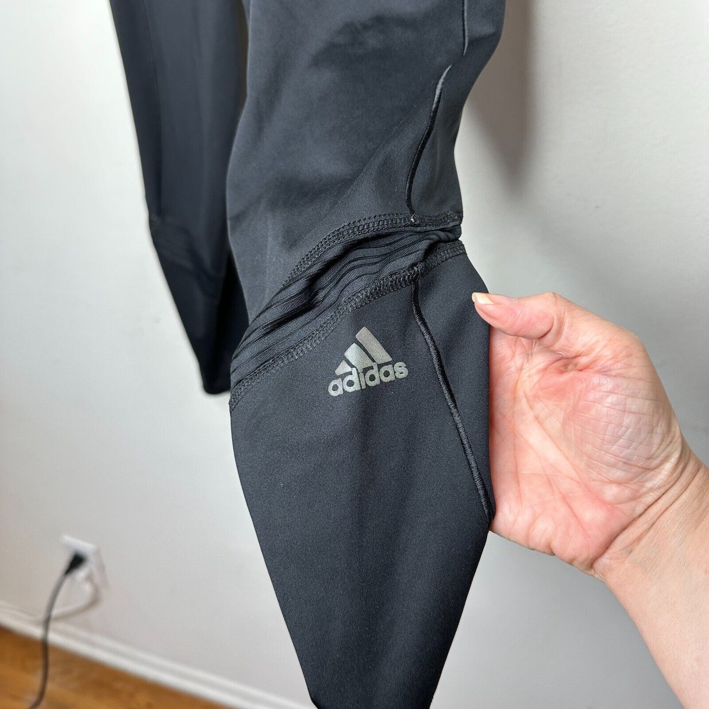 Adidas Mid-Rise Black Running Climacool Aeroready Stretch Pocket Crop Legging SM