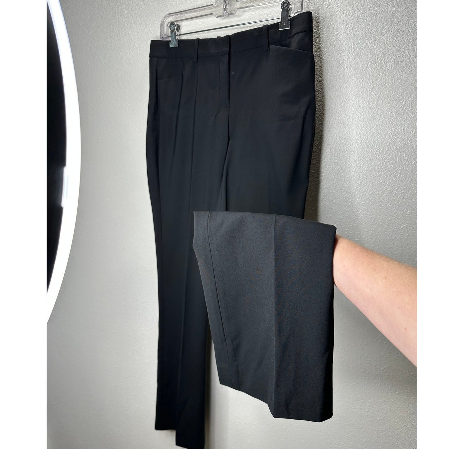 Theory Black Max 2 Edition Zip Front Slit Pockets Center Crease Pants 6