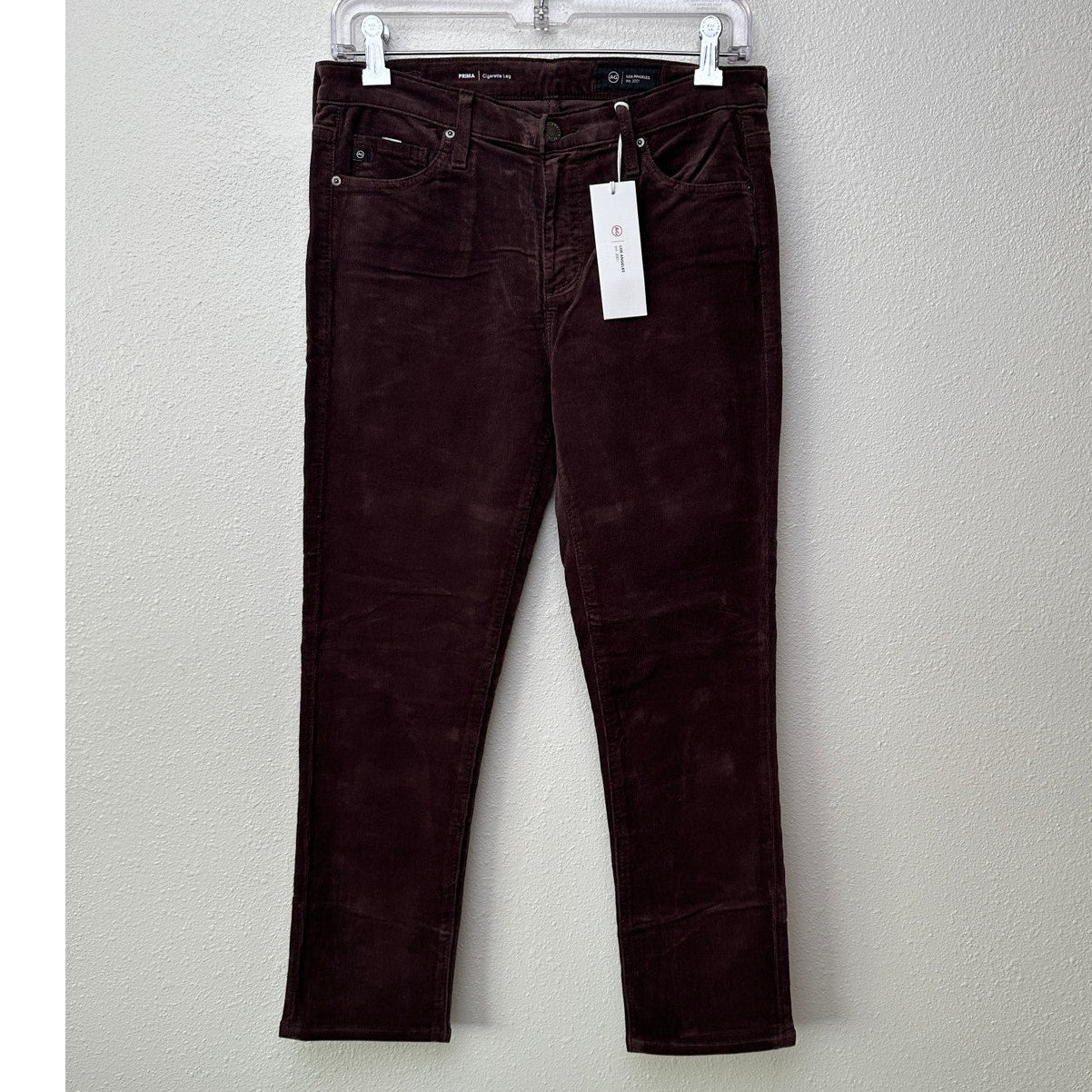 NWT Adriano Goldschmied Prima Corduroy Cigarette Pants Brown 27