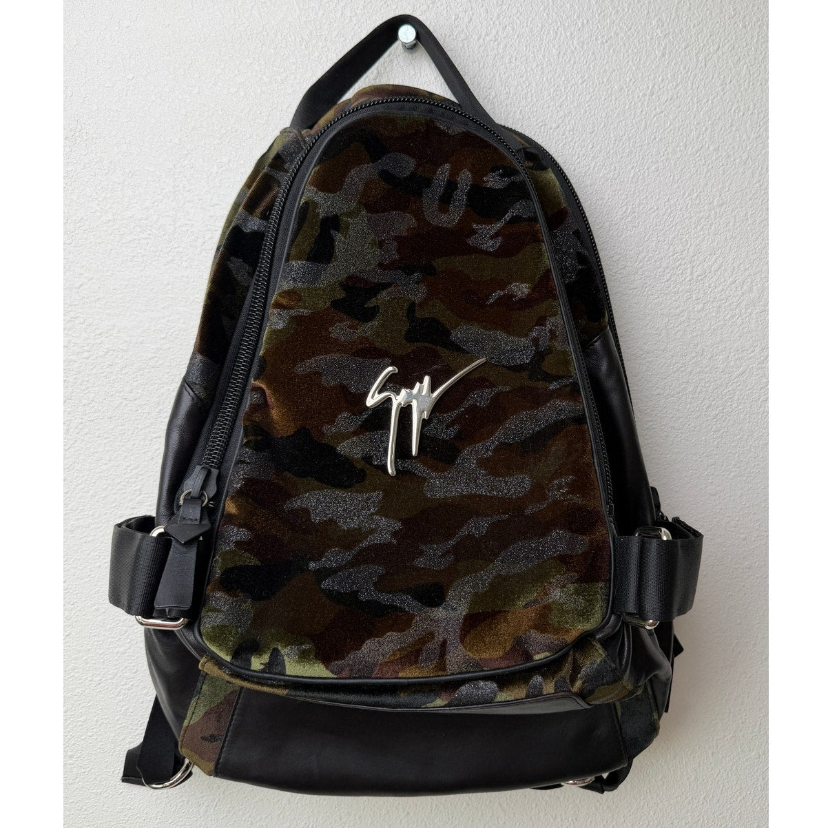 Giuseppe Zanotti Camouflage Velvet Backpack Army Print Italy