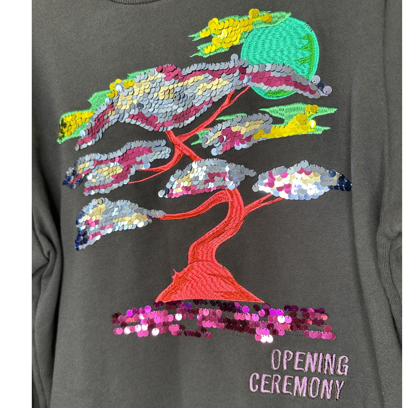 Opening Ceremony Navy Bonsai Multicolored Embroidered Long Sleeve Sweatshirt M