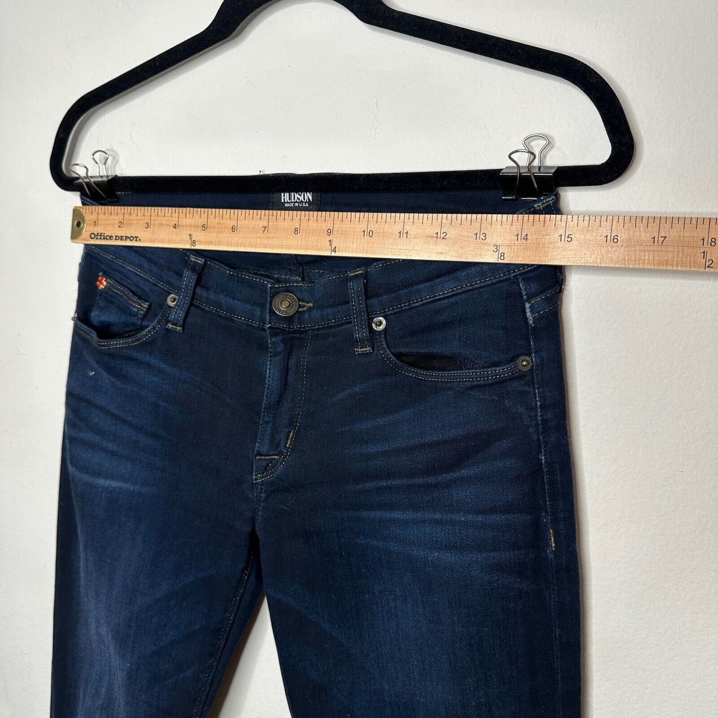 Hudson Dark Wash Angel Flare Low-Rise Slight Whiskering 5 Pocket Denim Jean 26