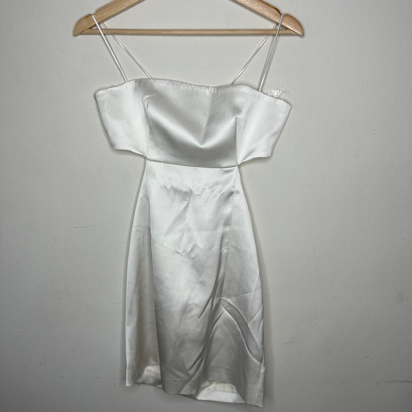 Gauge81 Marta White Satin Cut Out Square Neck Sleeveless Open Side Tie Back Mini SM