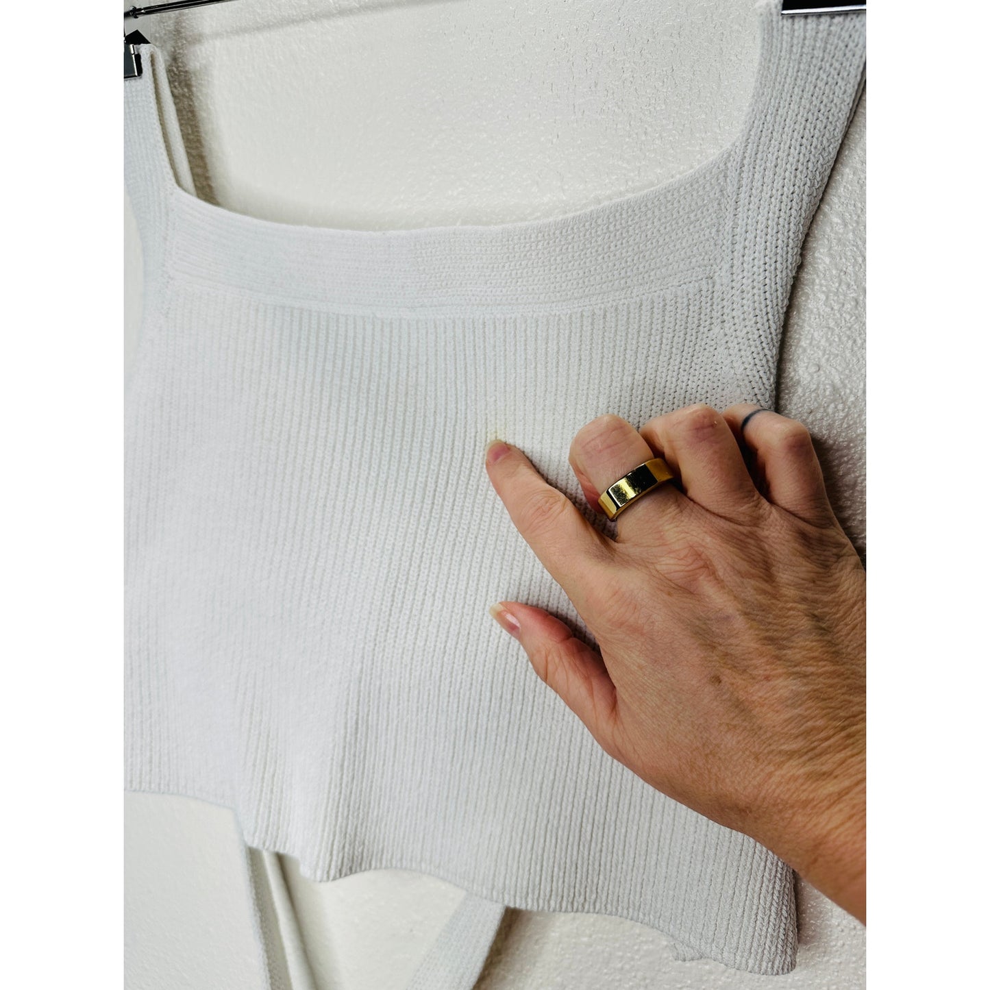 Wilfred Ivory White Knit Criss Cross Crop Sweater Top Large