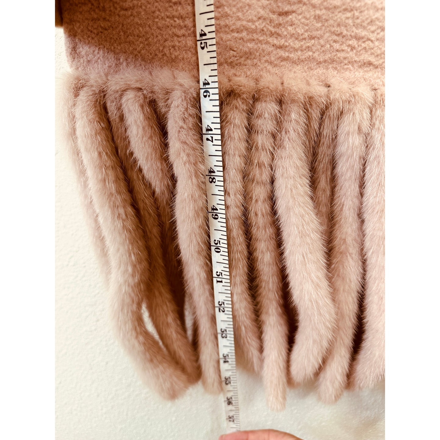 Fendi Muted Pink Button Camel Wool Pleated Sides Dangling Tassel Fringe 42