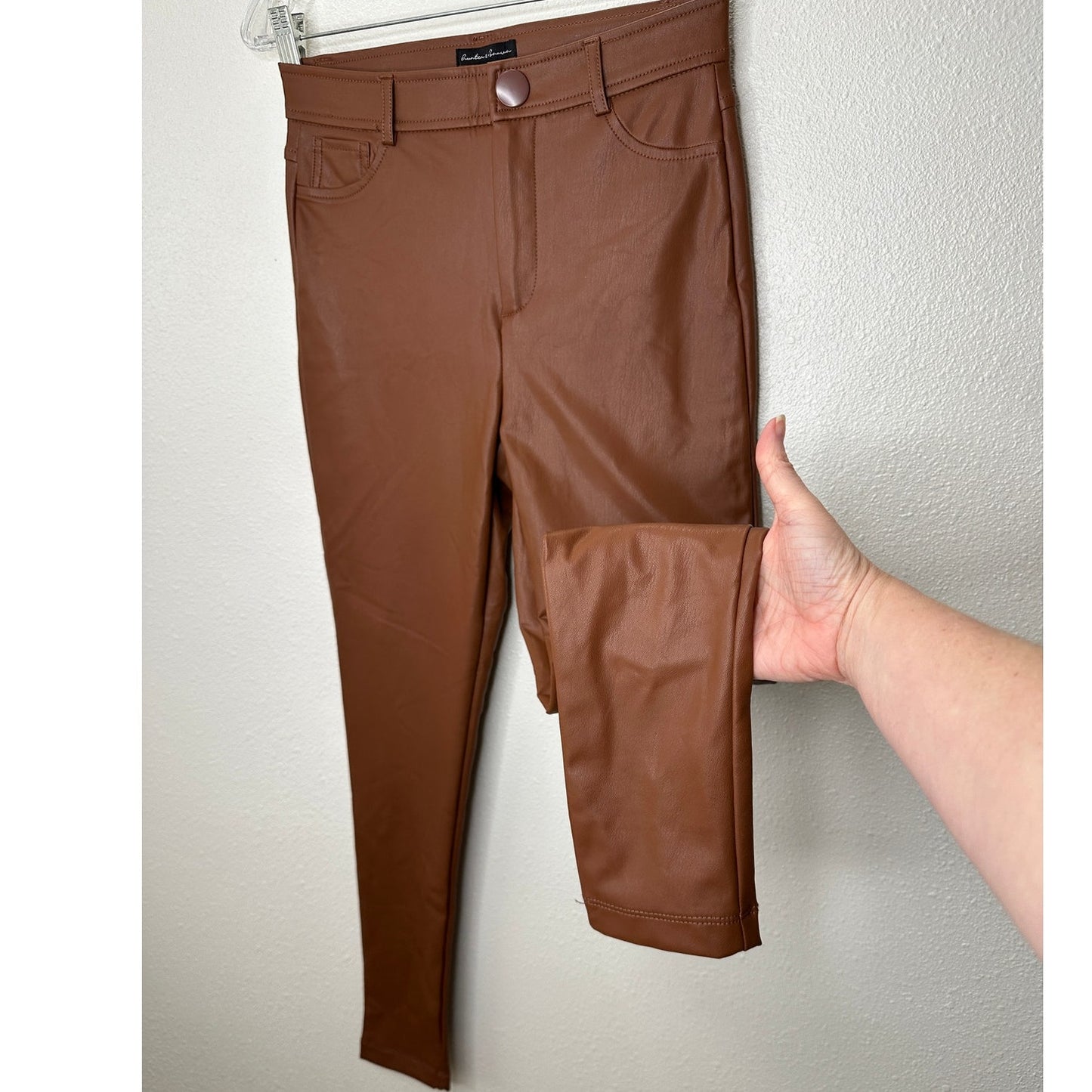 NWT Hunter & Brown Chocolate Faux Leather High Waist Skinny Pant S