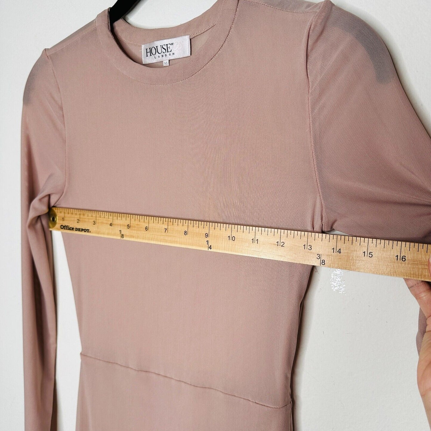 House of CB Light Pink Sheer Long Sleeve Bodycon Side Zip High Neck Dress XS
