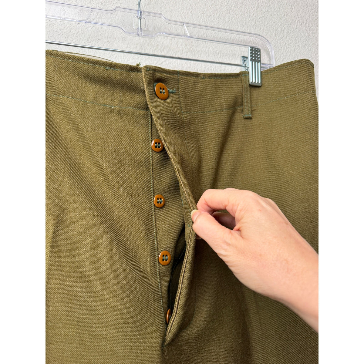 Vintage Olive Military Trousers Men's 38x34 Button Fly