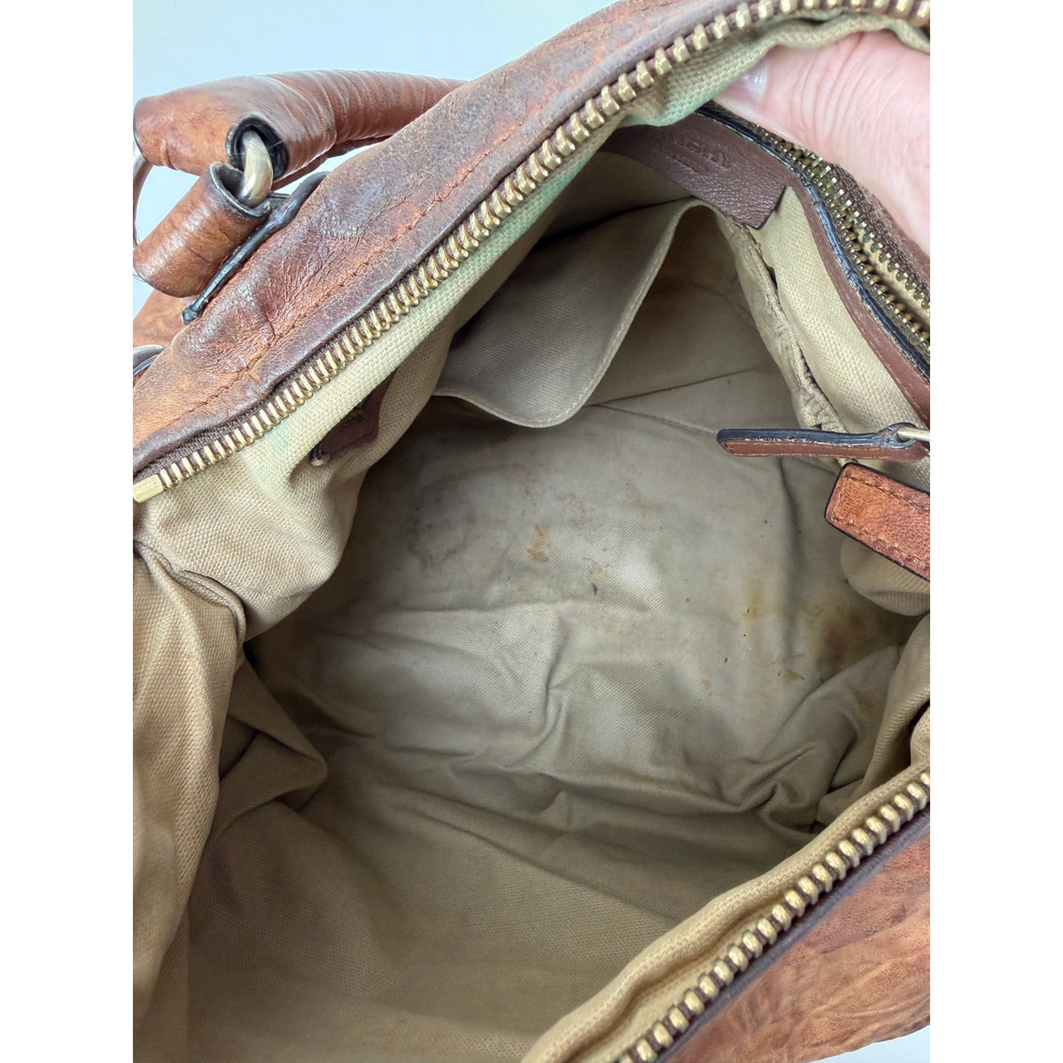 Givenchy Cognac Brown Zip Satchel Bag Women's