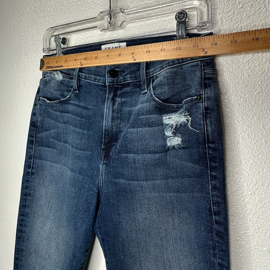 Frame Magellan Medium Wash Distressed Le High Skinny Denim Jeans 29