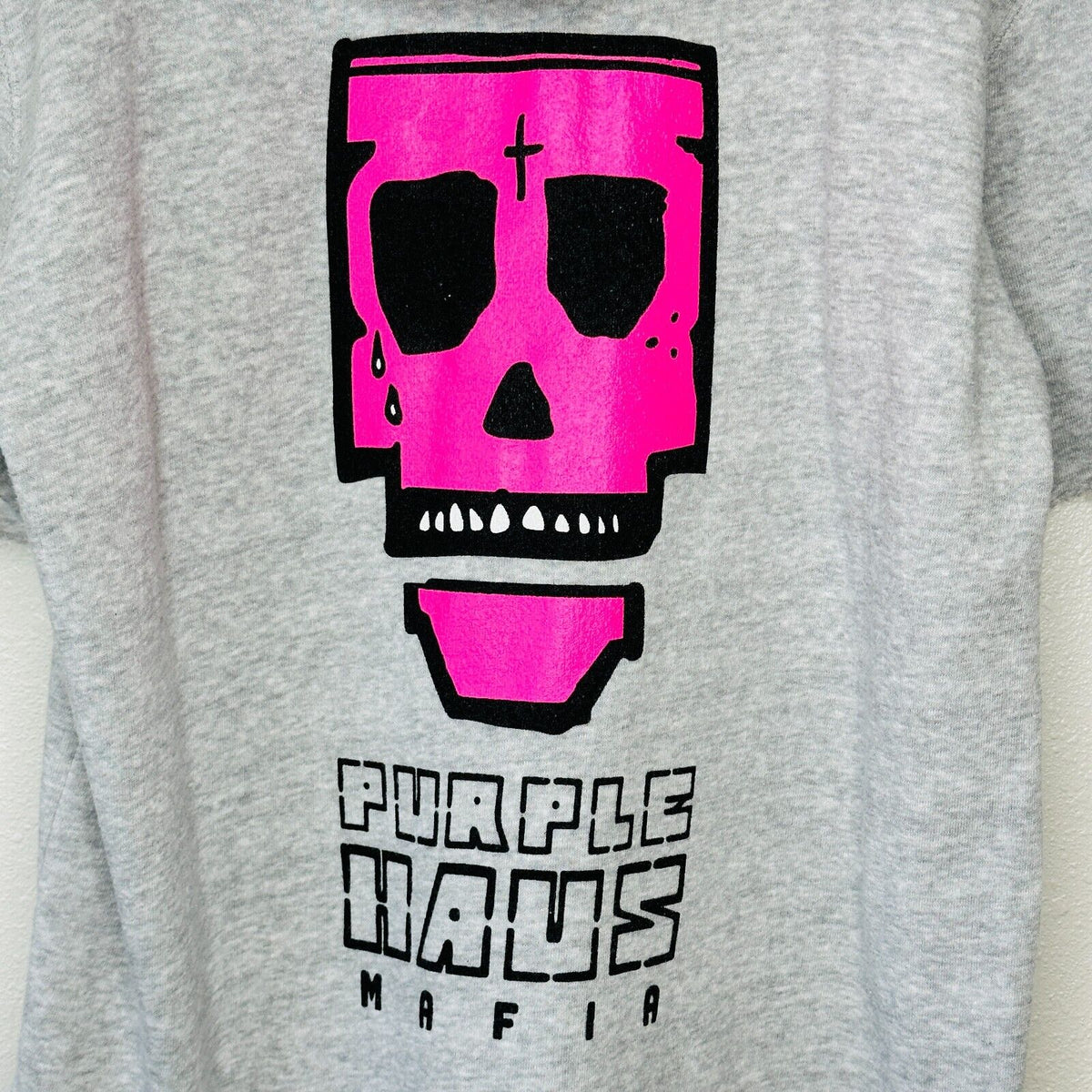 Purple Haus Machine Cut Short Sleeve Kangaroo Pouch Hoodie Pullover Sweater 2XL