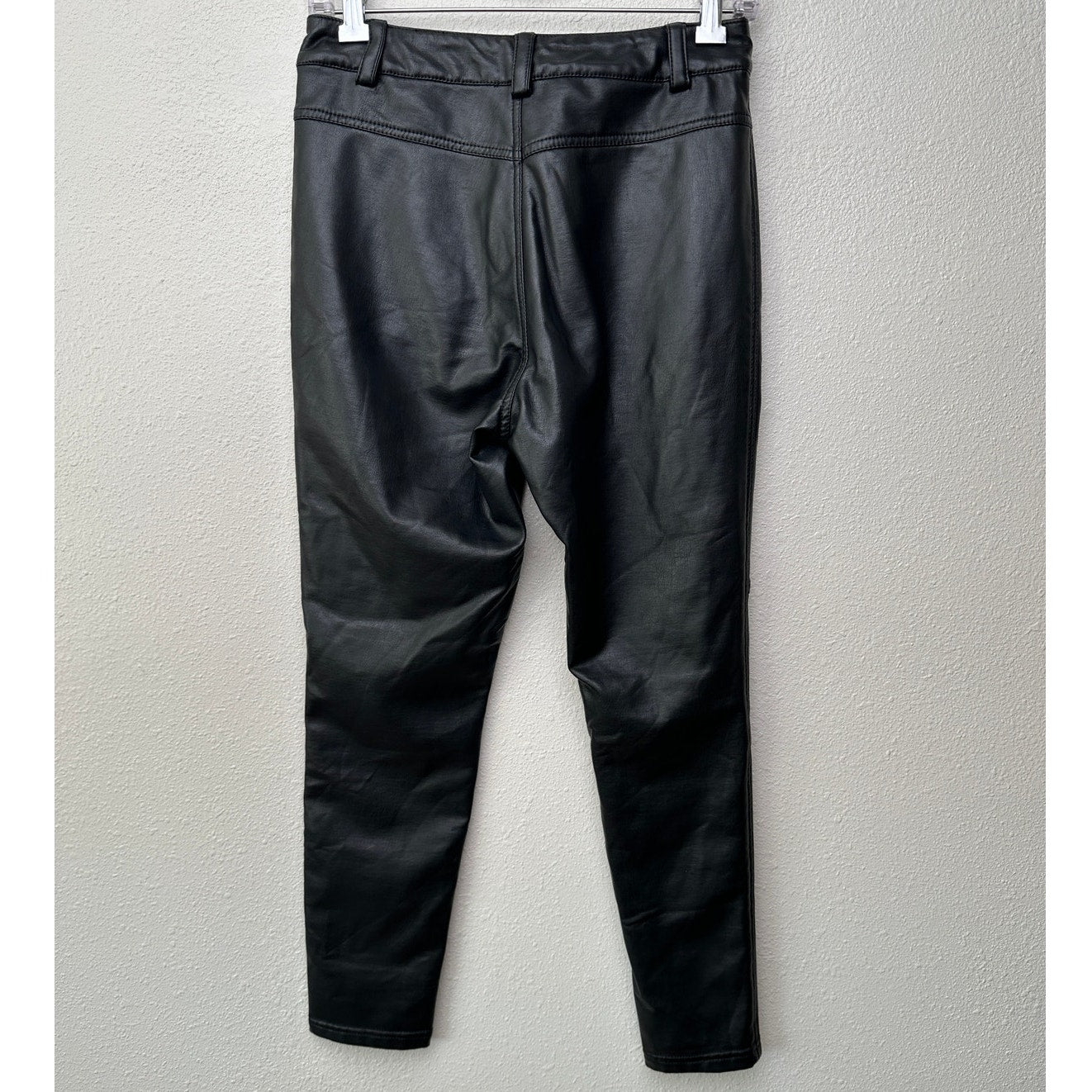 Topshop Faux Leather Moto Skinny Pants Black Women’s 6P Zip Pockets