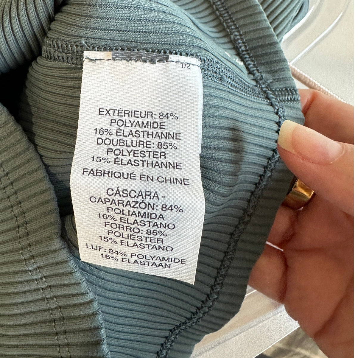 Vuori Steel Green Front V Strappy Back Rib Knit Sports Bra XS