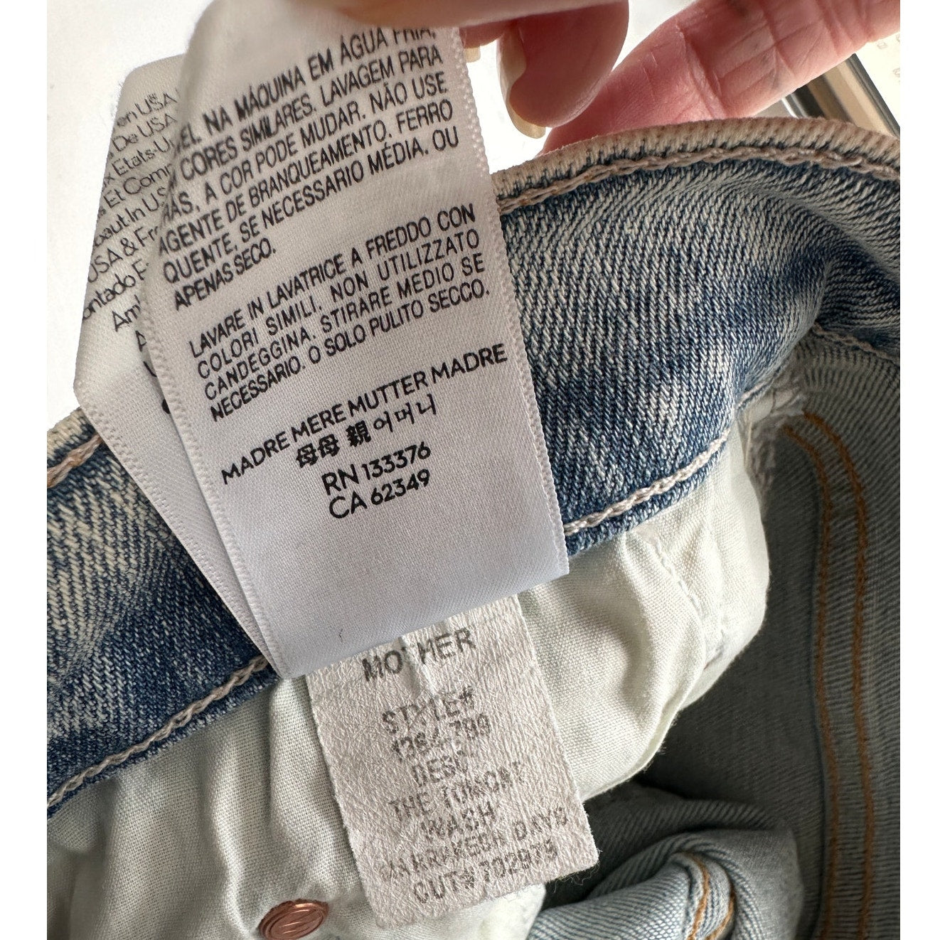 Mother Tomcat Straight Jeans Blue 33 Button Fly Marrakesh Days