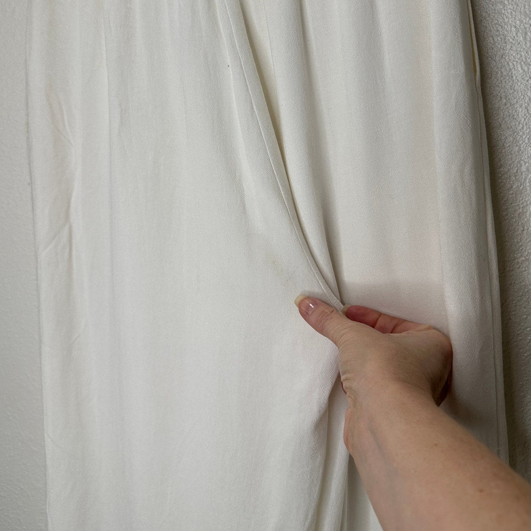 Acoa Off White Elastic Waist Pocketed Lined Flowy Pant XS