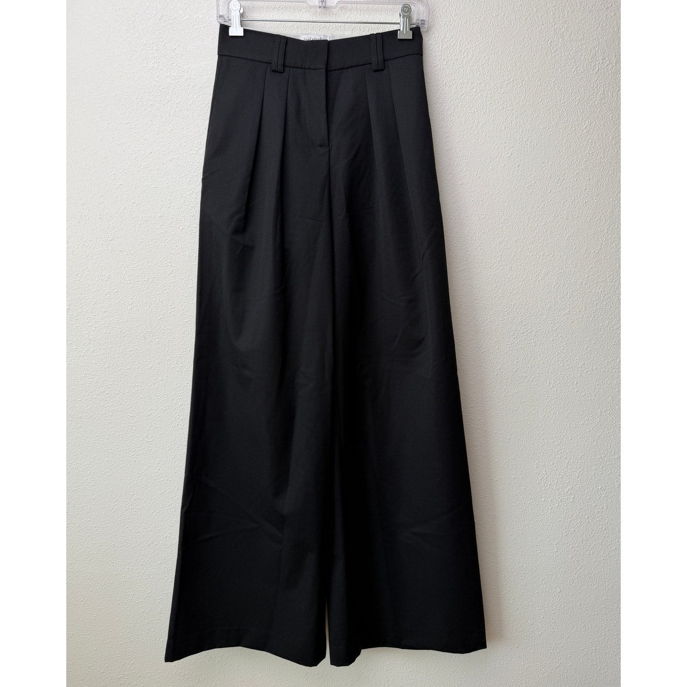 Luel Studio Black High Waist Pleated Wide Leg Pants Wool Size 0