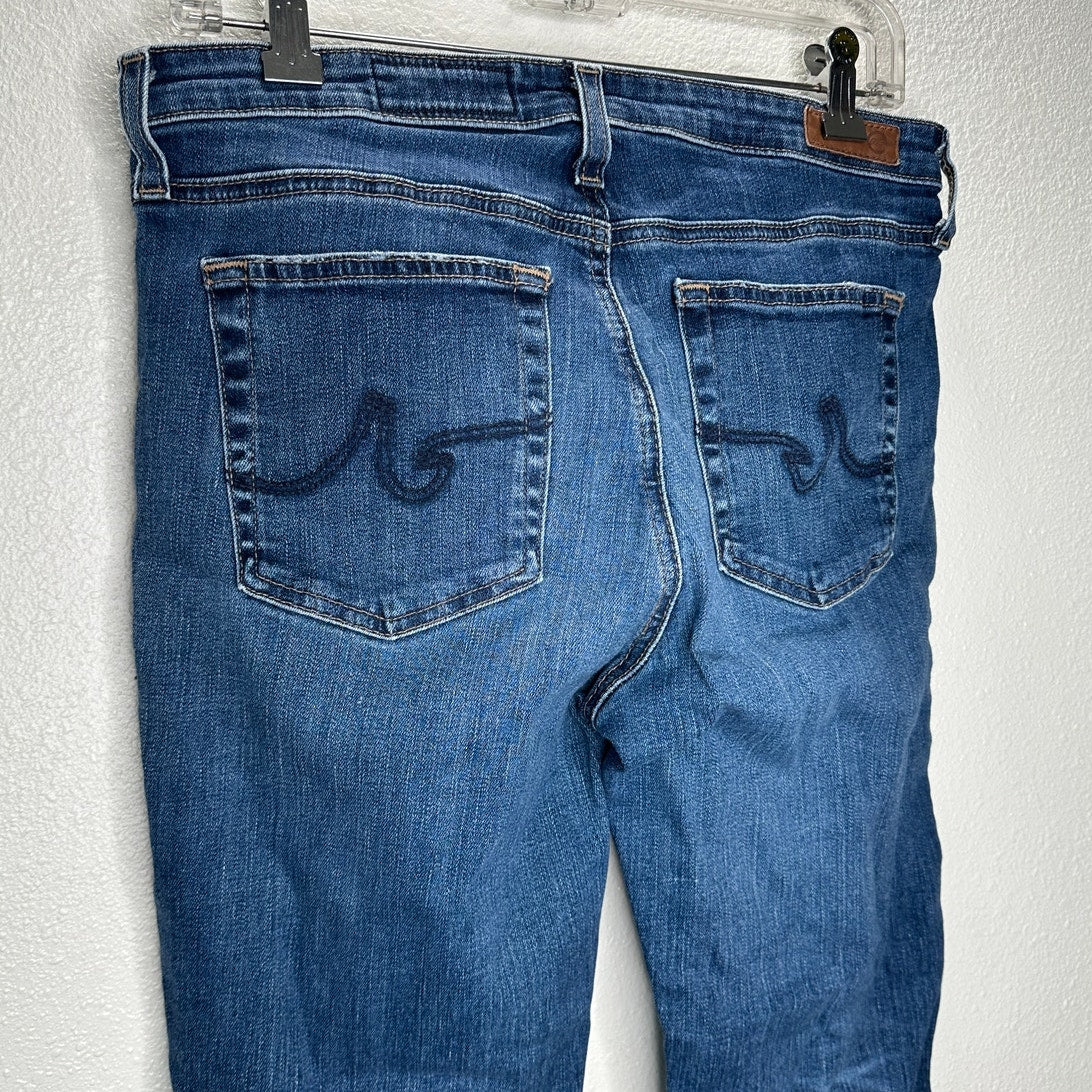 AG Medium Dark Wash Prima Cigarette Leg Whiskered Jeans 30R