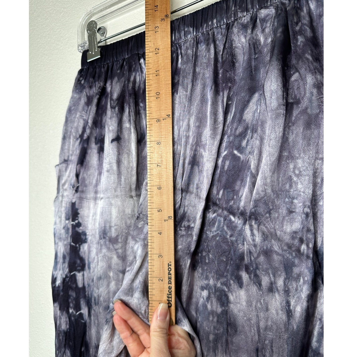 Nation Ltd Purple Cream Tie Dye Satin Elastic Waist Pocketed Pants S