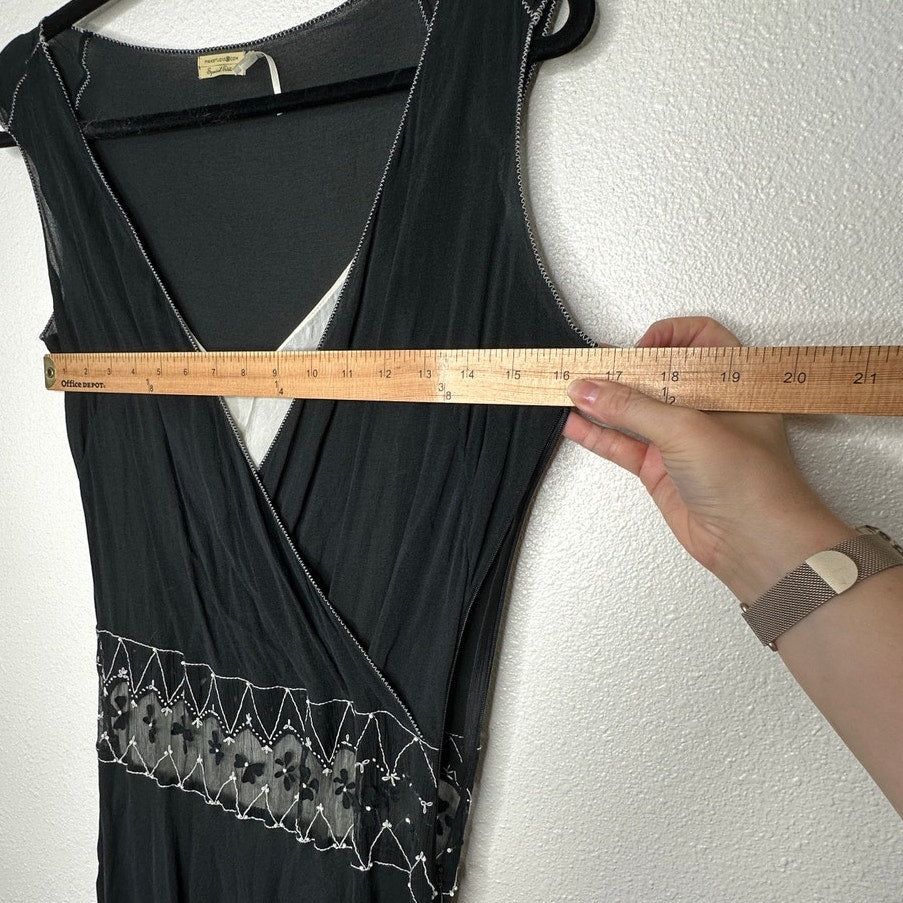 Vintage Max Studio Special Edition Black Ivory Sheer Silk Embroidered Dress S