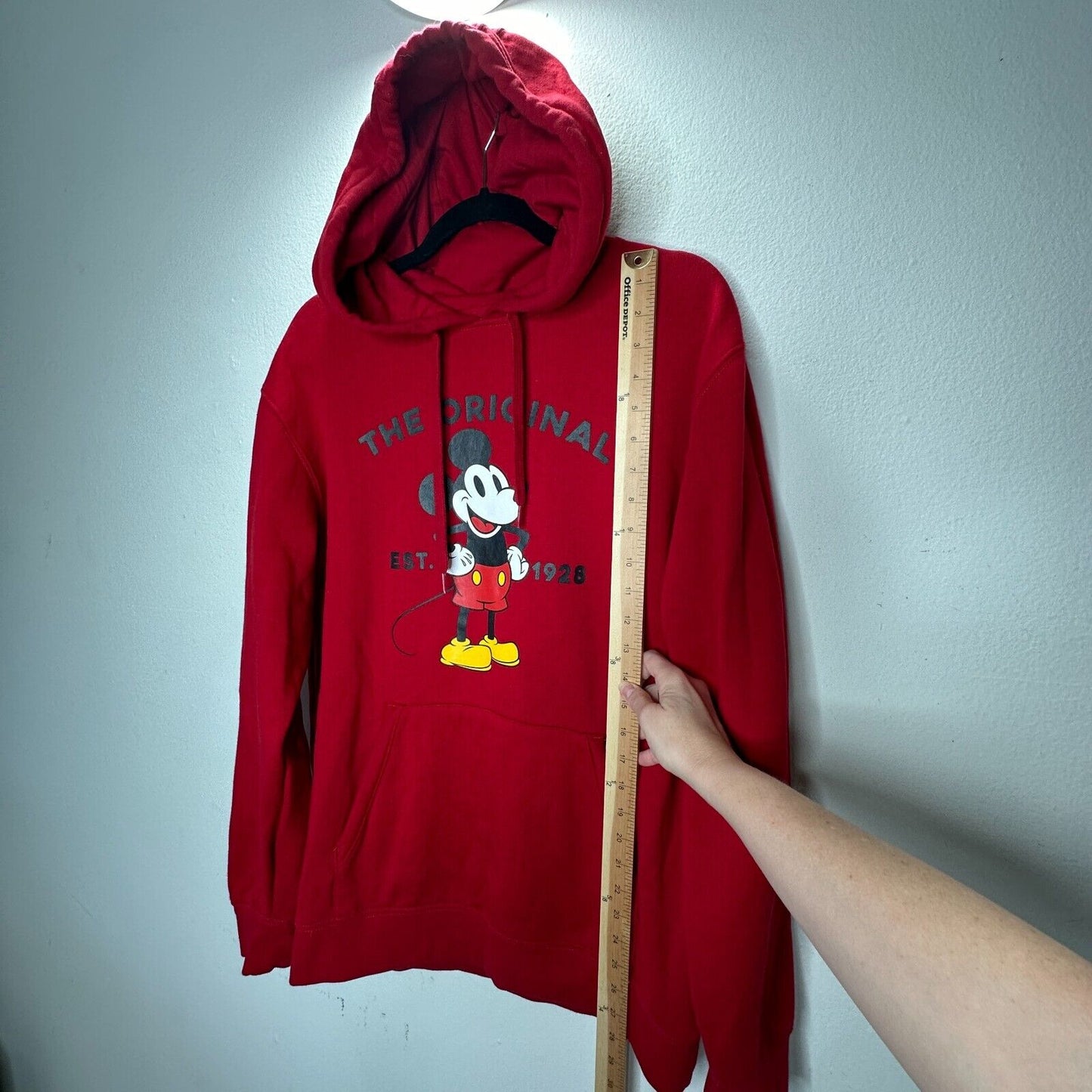 Disney X Vans Red Mickeys 90 Anniversary Front Pocket Pullover Fleece Hoodie M