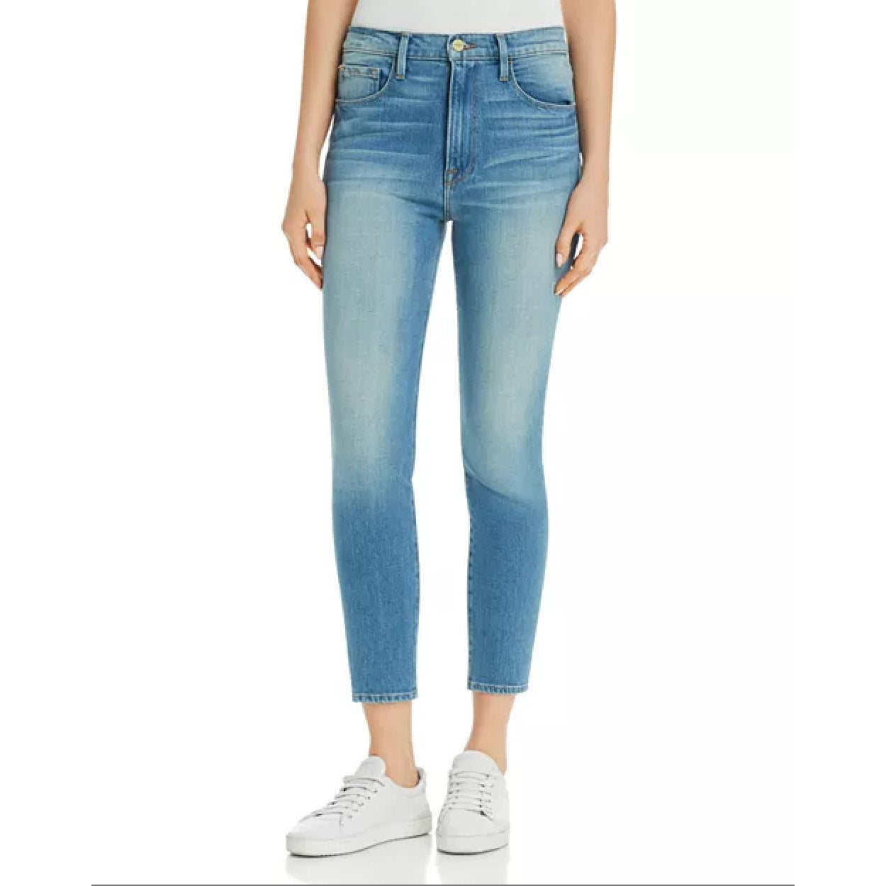 Frame Light Wash Ali High-Rise Cigarette Denim Jeans 28