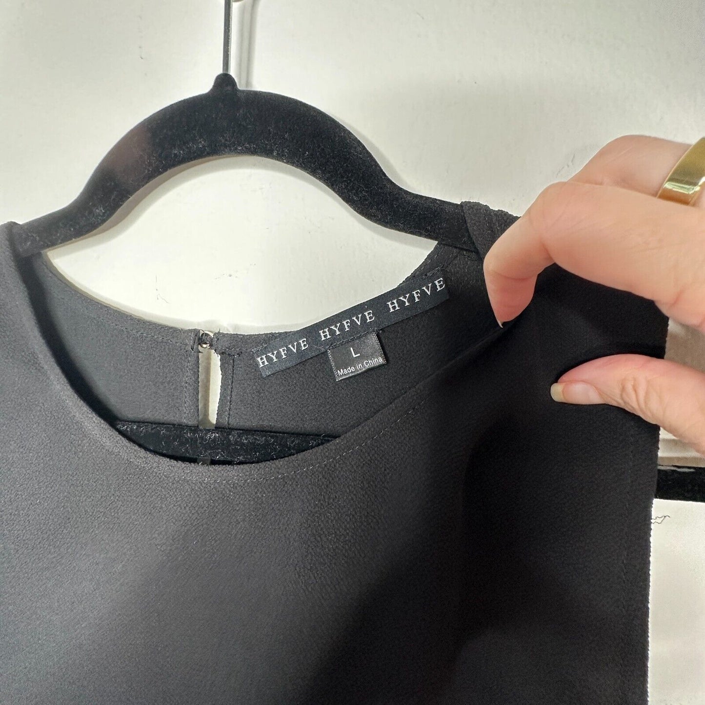 HYFVE Black with Silver Grommet Sleeveless Silky Hi Low Tunic Tank Keyhole Back