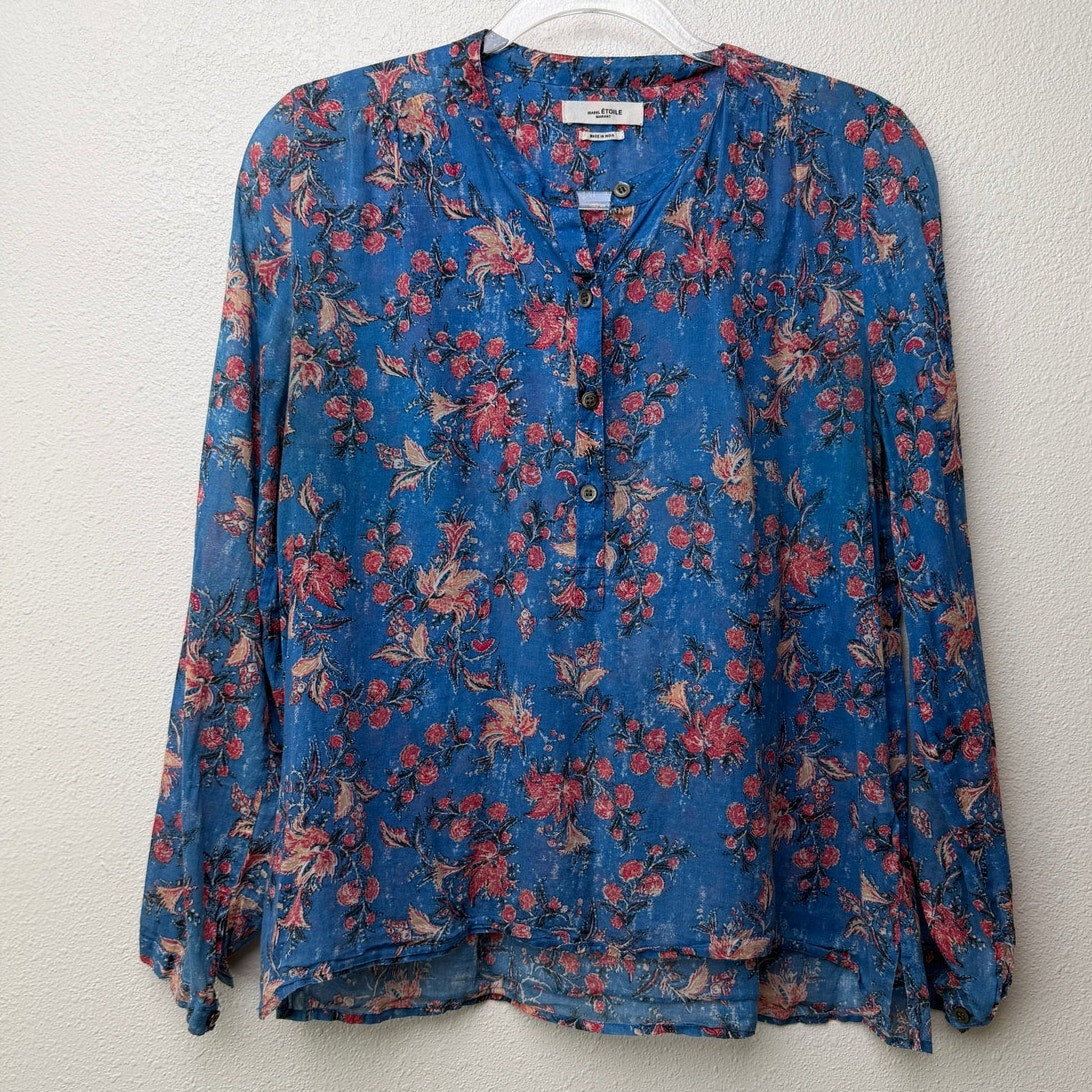Isabel Marant Etoile Blue Floral Blouse Women FR 38/ US 6