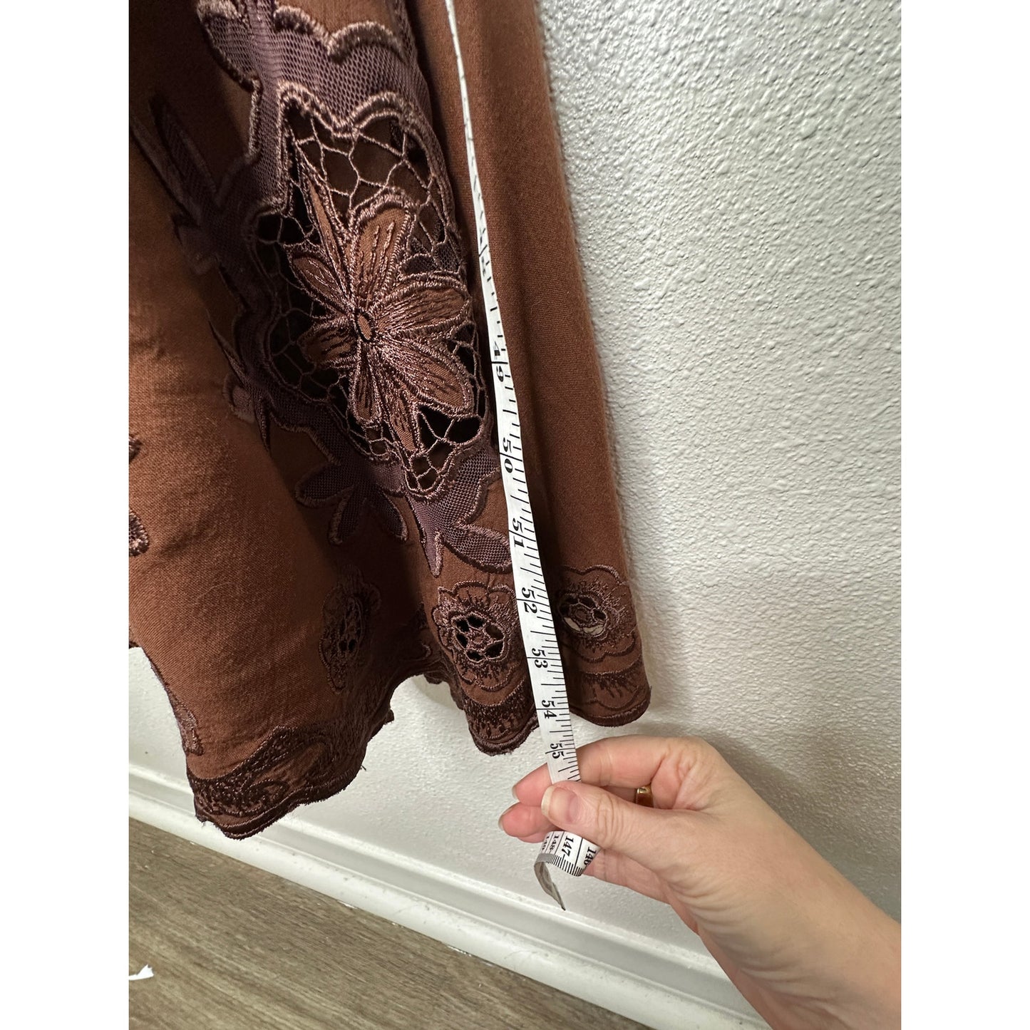 Cleobella Annie Chestnut Brown Lace Up Crochet Split Front Midi Dress XS