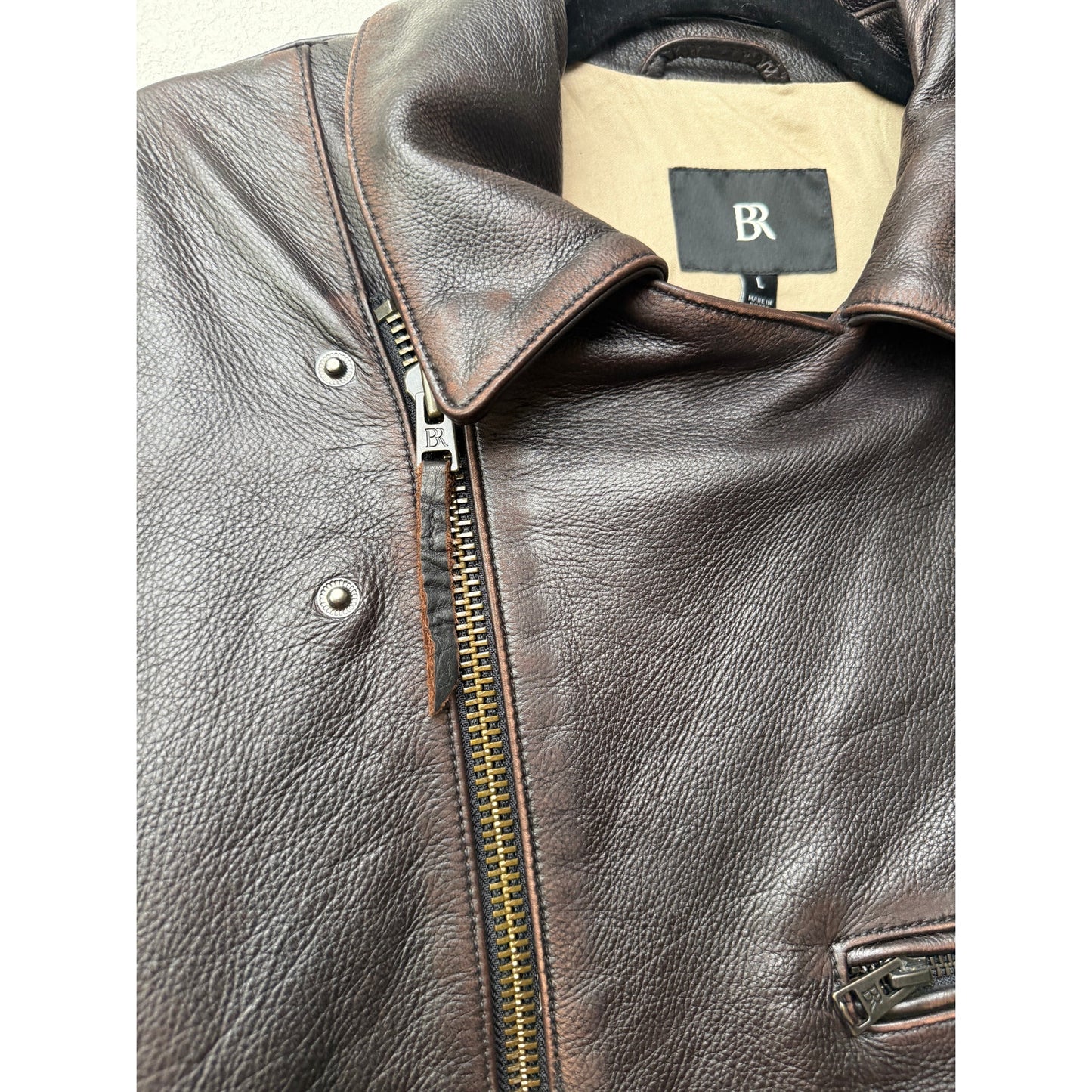 NWT Banana Republic Espresso Leather Moto Jacket Men L