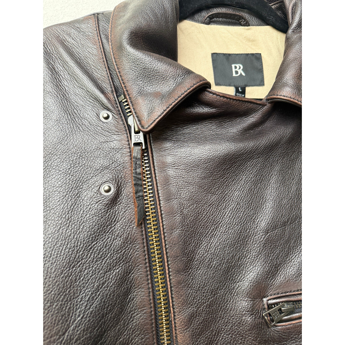 NWT Banana Republic Espresso Leather Moto Jacket Men L