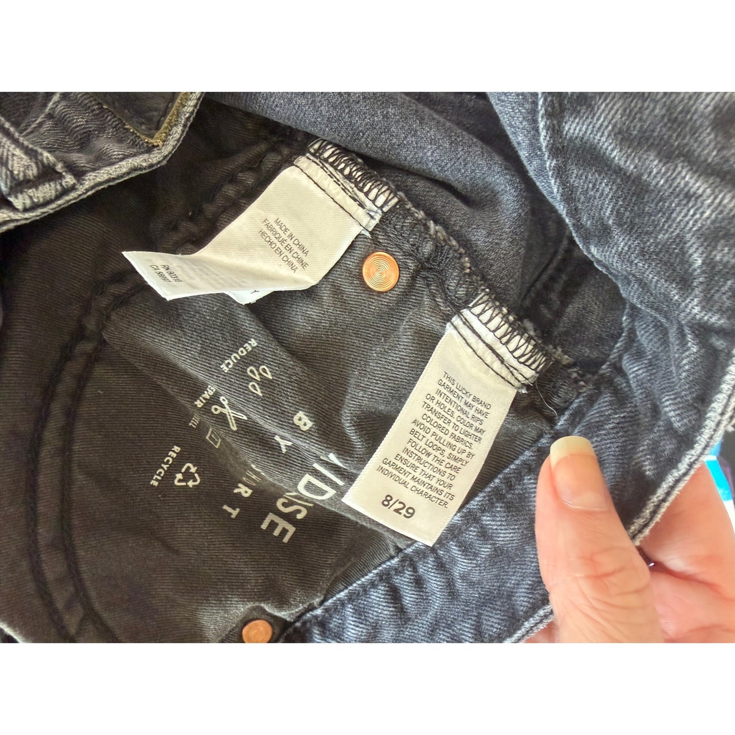 Lucky Brand Black Boy Mid Rise Denim Shorts Womens US 8