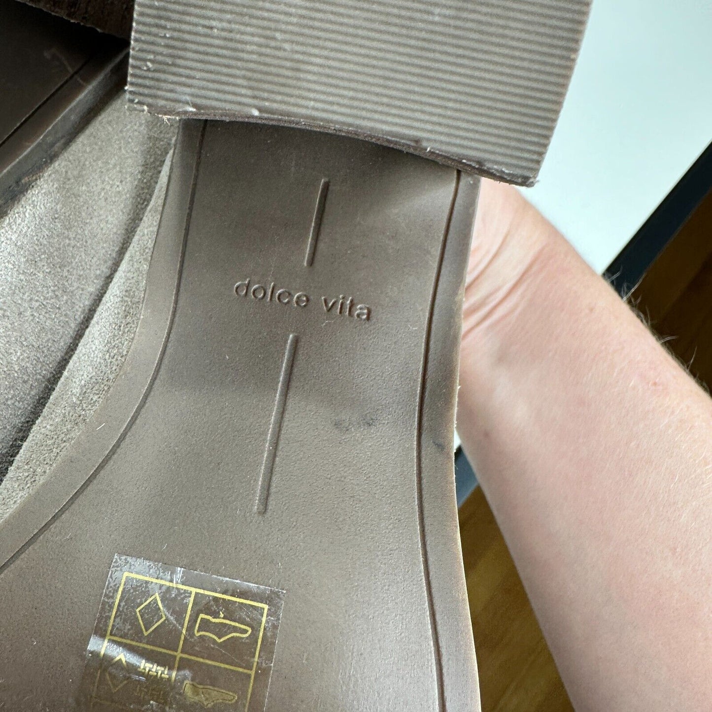 Dolce Vita Gray Selene Suede Almond toe Slide On Mule Bootie Block Heels 7.5