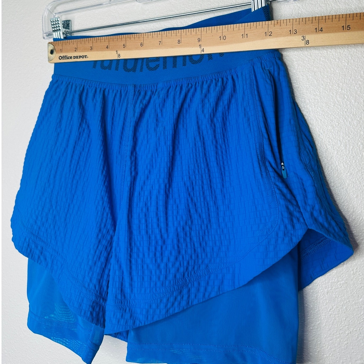 Lululemon Blue Crinkle High Rise Shorts Size 4 Women's Lined Athletic
